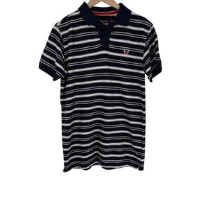 Company 81 Mens Navy Blue Striped Short Sleeve Polo Shirt Size L Preppy Logo